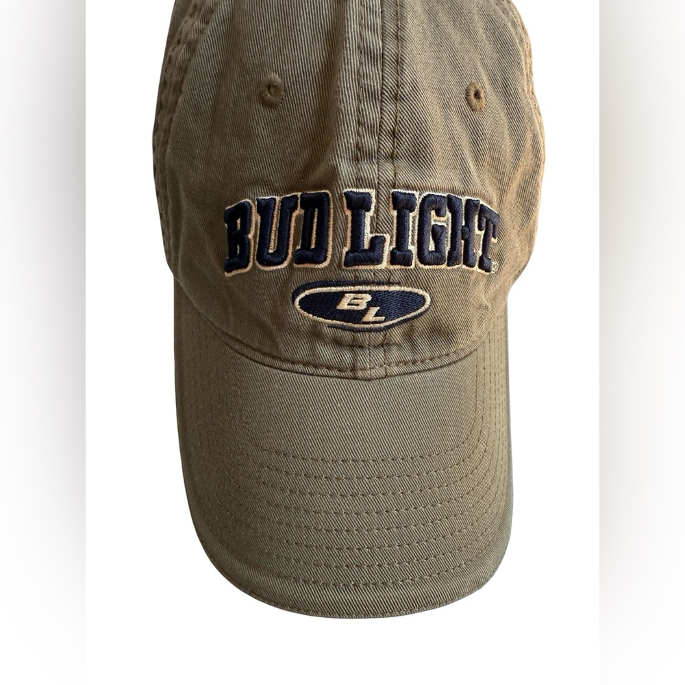 The‎ Game Bud Light Beer Hat Mens Khaki Green Embroidered Adjust Strapback Cap